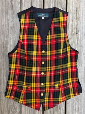Hawksley & Wright | VTG 90s Y2K Wool Dark Academia Plaid Vest Waistcoat | Size 8